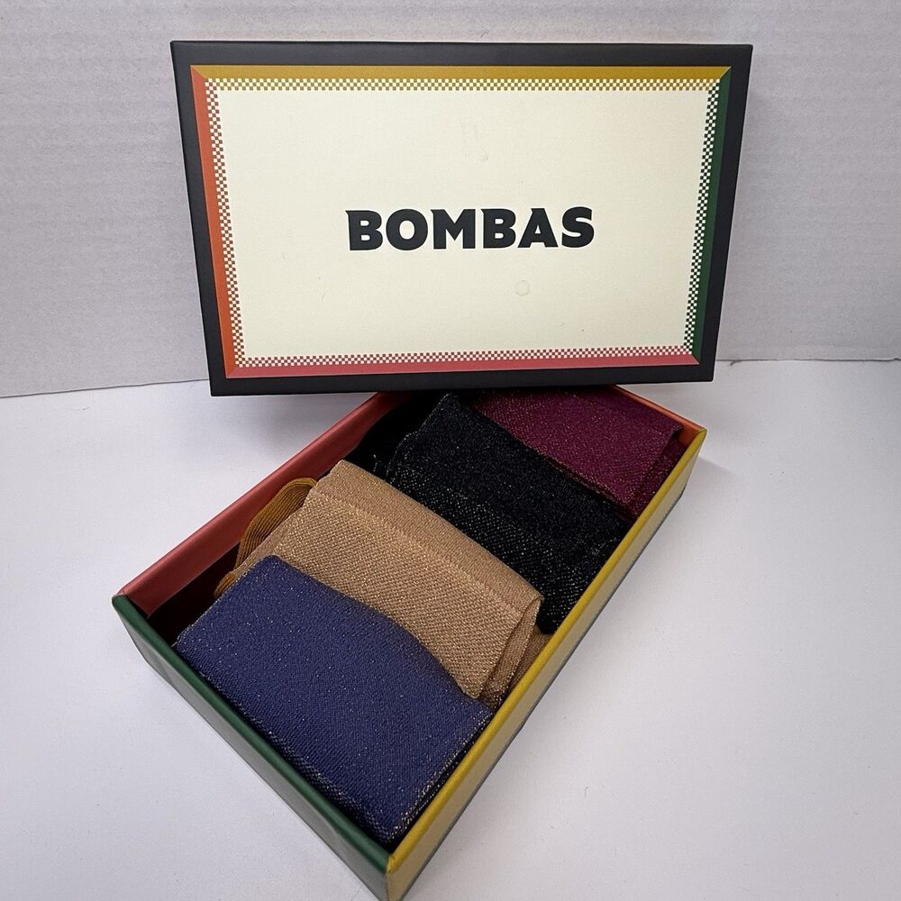 BOMBAS Women 4 Piece Gift Box Sparkle Socks Sz M New